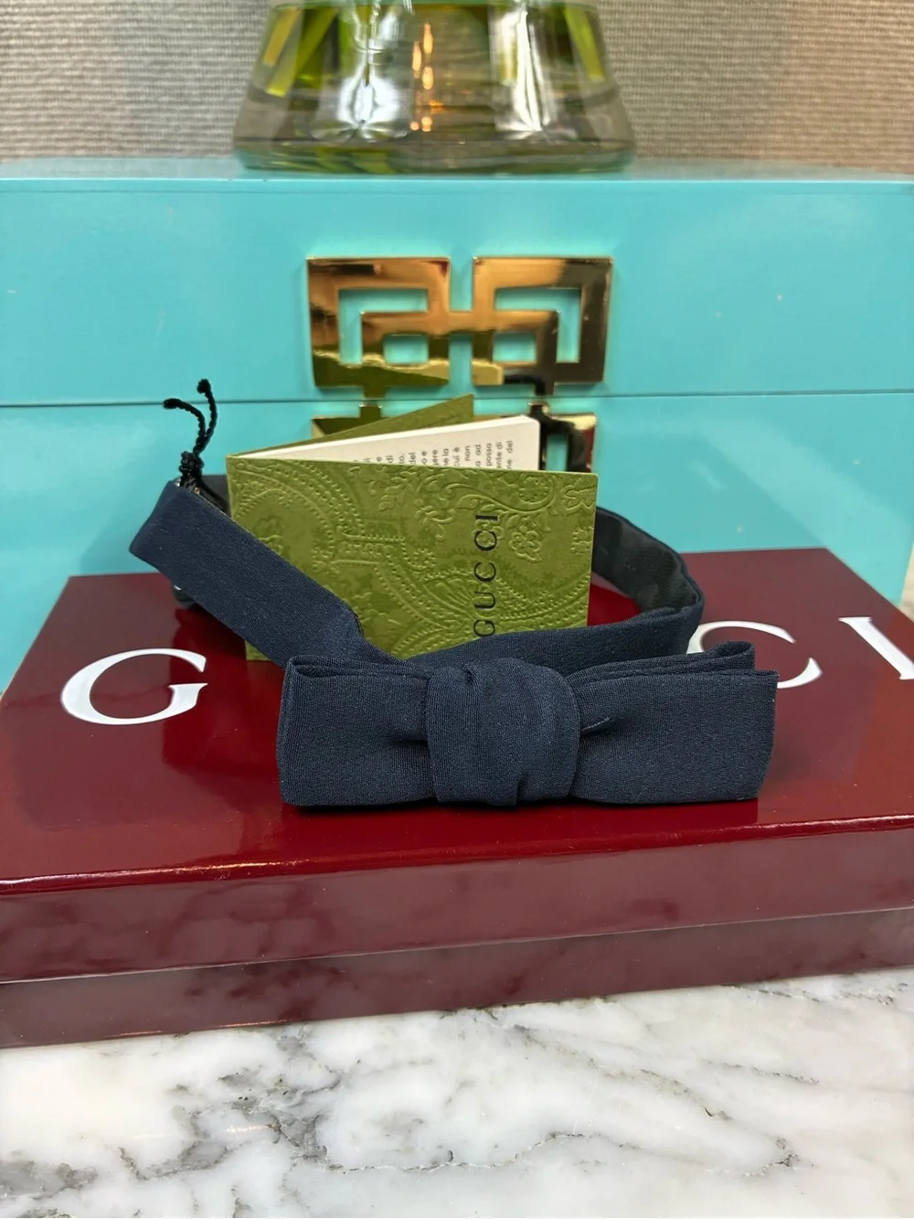 Gucci Navy Blue 100% Silk Formal BW Luongo Men’s Bow Tie - NWT & Box